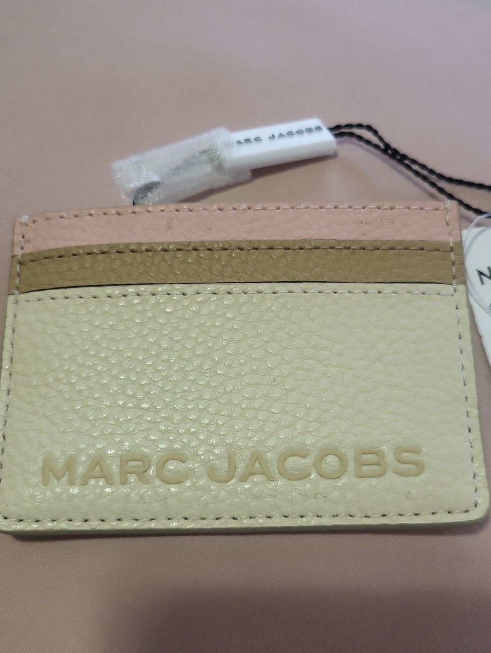 Marc Jacobs Tricolor Leather Card Holder - Pink/Beige/Tan